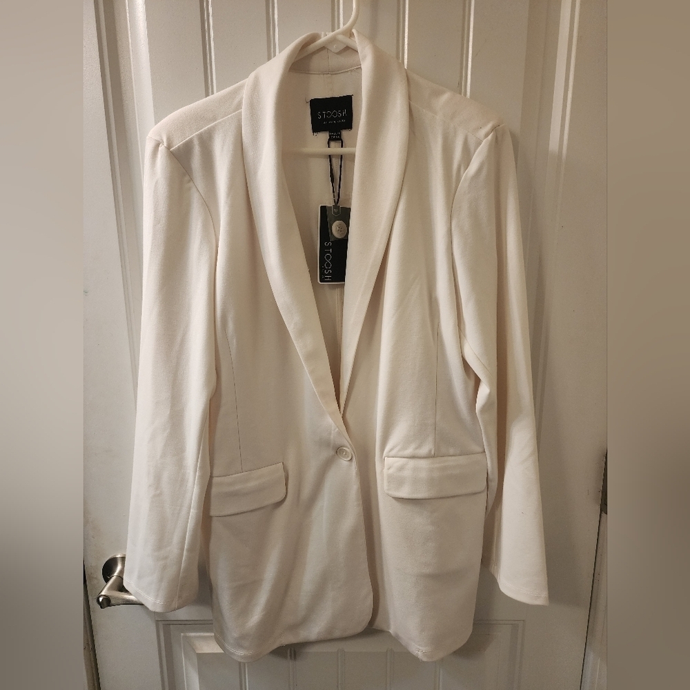 STOOSH Off White Blazer Jacket NWT Size x Large Open Front Career Chic